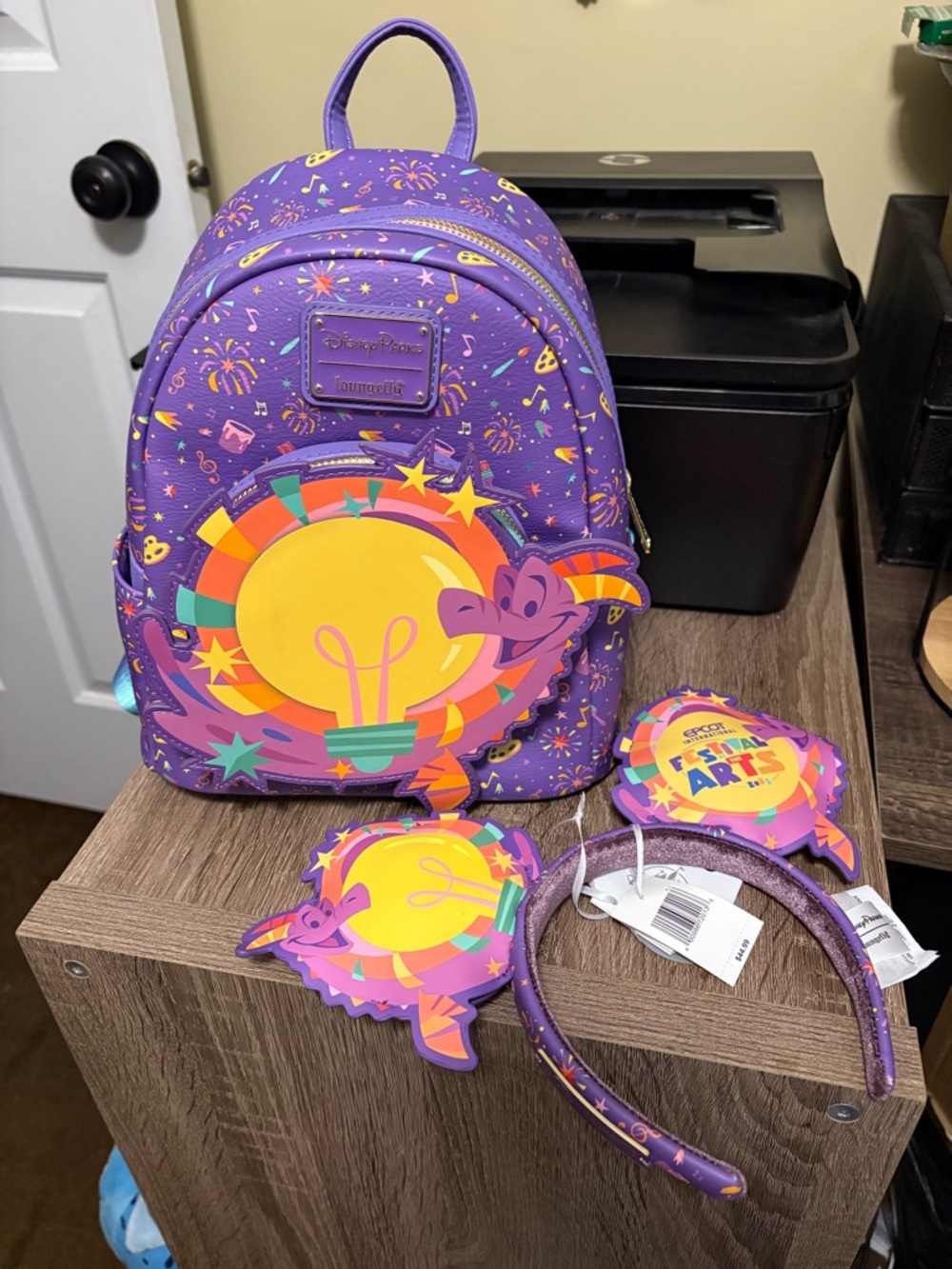 🔥Loungefly Disney World Figment backpack & Ears Set!! All NWT